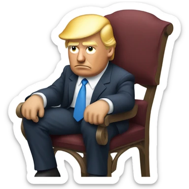 Trump slouching lazily dramatically in a chair  sticker