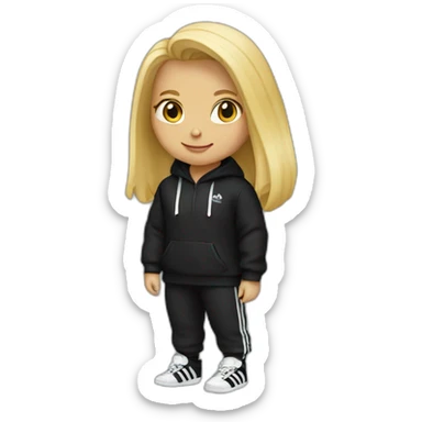 Blonde Girl with black adidas hoodie sticker