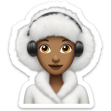 Girl in white big fluffy fur earmuffs sticker