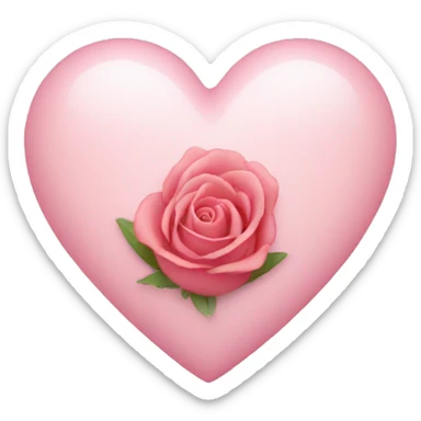 light pink heart with rose sticker