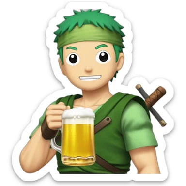 Roronoa zoro qui bois une bière ￼ sticker