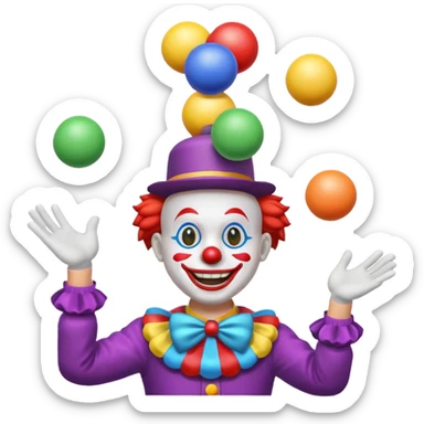 clown juggling balls sticker