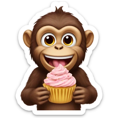 monkey eating cupcakes  sticker