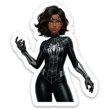 spider woman  with brown skin and black hair sticker