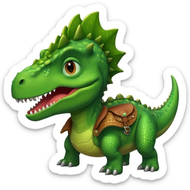 Dinosaur wear saddle, front face sticker