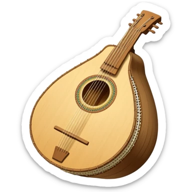 A traditional Ukrainian string instrument with a large pear-shaped wooden body, a short neck, and many strings arranged in a fan shape. It looks like a mix of a lute and a harp and is often held upright and played by plucking the strings. sticker