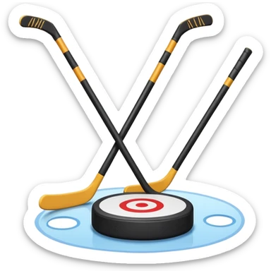 two hockey sticks crossing and a puck sticker