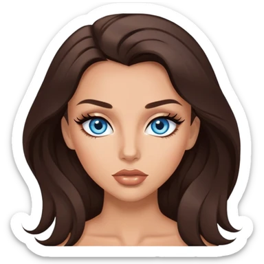 brunette baddie blue eyes long lashes full lips sticker