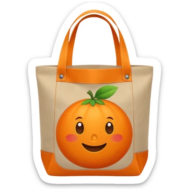 Reusable orange Tote Bag sticker