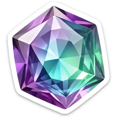 play button made of alexandrite gemstone, shimmering color-shifting effect sticker