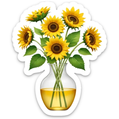 sunflower bouquet in a clear vase with scandinavian copenhagen vibe sticker