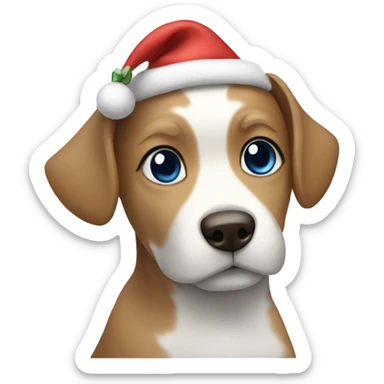 Shiatsu dog with girl with blue eyes and short hair wearing christmas hat  sticker