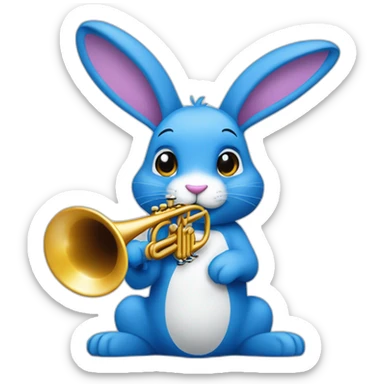 Un lapin bleu qui joue de la trompette sticker