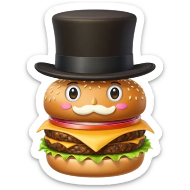 A burger with a top hat sticker