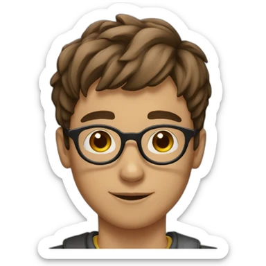 young Man with round glasses, short brown hair sticker
