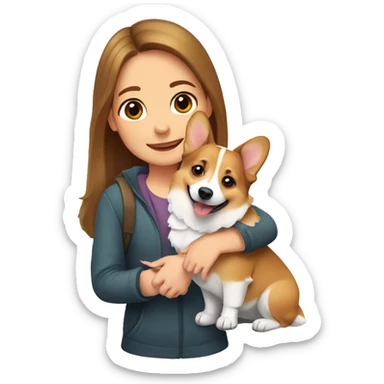 welsh corgi with girl sticker