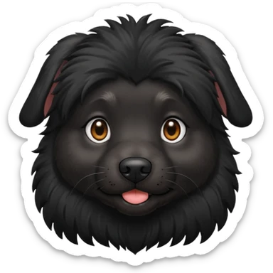 black dog cute fluffy sticker
