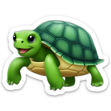 turtle carrying a big green garlic sticker