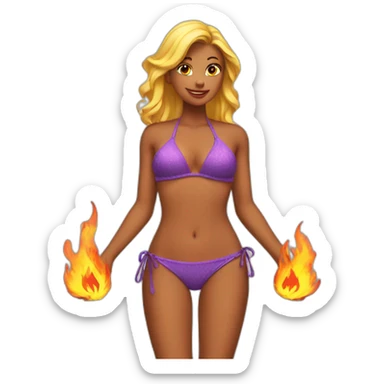 Bikini with flames sticker