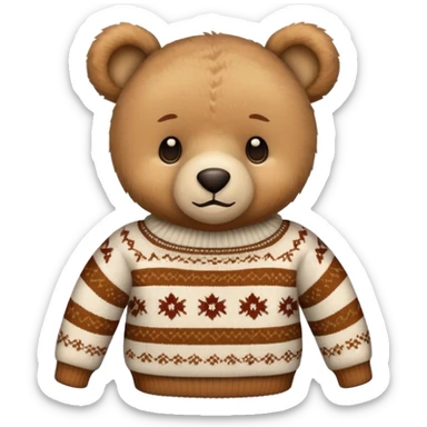 Teddy bear with a sweater sticker