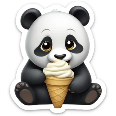 Panda eating ice cream sticker