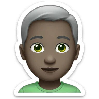 WhatsApp infant emoji with grey skin and green eyes sticker