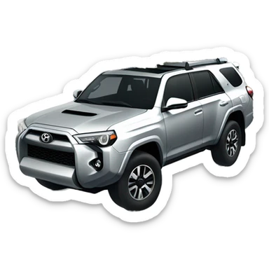 A silver Toyota 4Runner with a christmas tree on the roof.  sticker