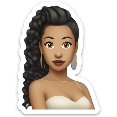keyshia cole with a round face and long dark hair and hoop earrings sticker