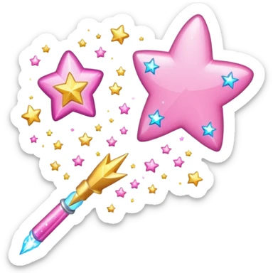 wand with a shooting star pink heart instead of a star at the end of a wand emoji sticker