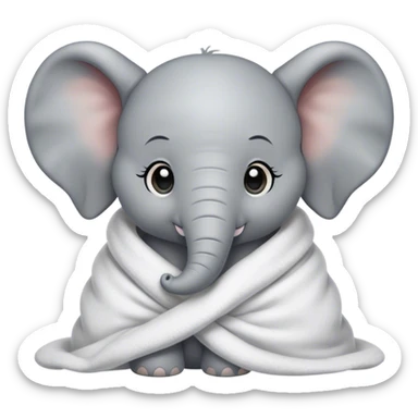 Baby elephant cozy in blanket sticker