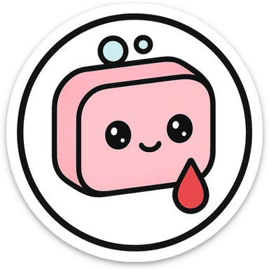 little alchemy style icon
subject: blood soap
border: medium-black
shape: round, circular
background: white
style: full color fill with medium black outlining sticker