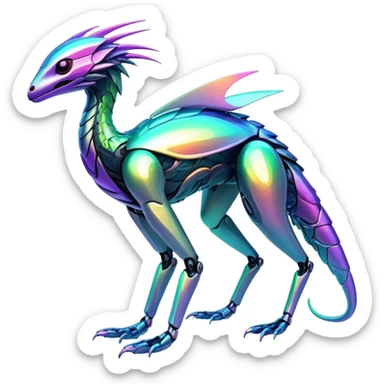  exotic shiny colorful futuristic modern cyber-Fakémon-Digimon-Trico-Vernid-creature sticker