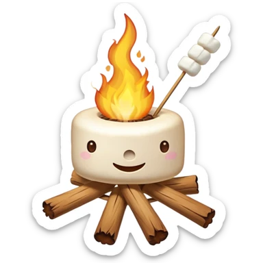 bonfire, with marshmallows skewer sticker