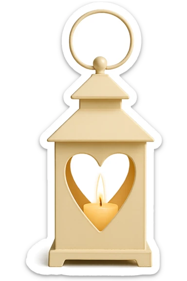 romantic lantern with a heart cutout, no background sticker