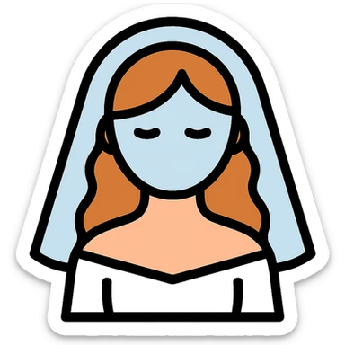 beautiful girl with long hair getting married veil covering face sticker