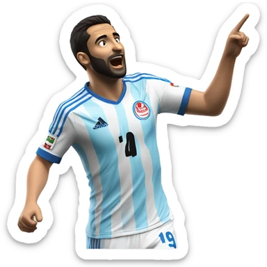 Mapping out Arda Güler's goal celebration, he’s got his right hand on his chest and his left hand pointing skyward, as described earlier sticker