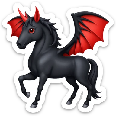 black horse with horns and red bat wings sticker