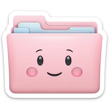 Mac folder icon in very light pastel baby pink color, soft pale pink sticker