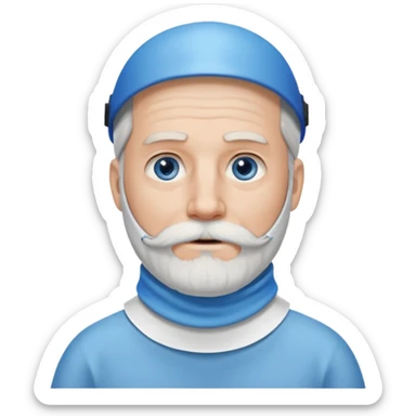 Older man with a long beard, a neck brace, and blue eyes. sticker