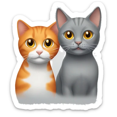 orange cat and grey cat sticker