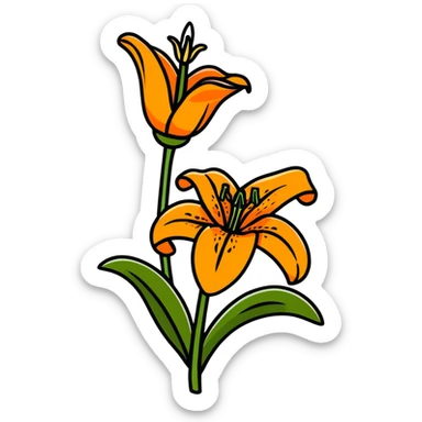 colorful tiger lily flower sticker