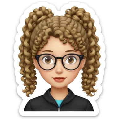 hija con gafas y cabello rizos con una coleta alta sticker