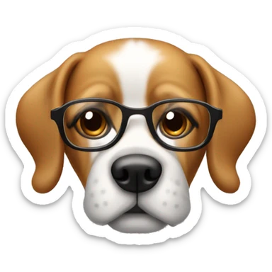 A dog wearing glasses sticker