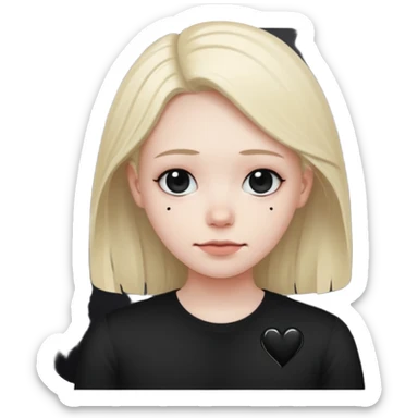 Smiley triste avec un sourire et des cœur noir sticker