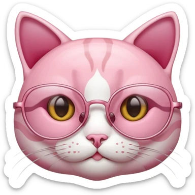 Rose pink glasses, cat type shaped. Negative: cat. sticker