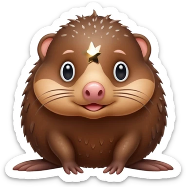 a sideways standing star nosed mole sticker