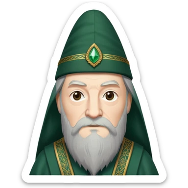 albus dumbledore from harry potter with dark green turkish fez hat and decorative motifs, no gem sticker