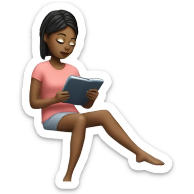 White girl reading a kindle on a couch sticker