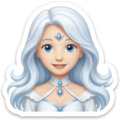 Good Witch of the North from The Wizard of Oz with light skin, blue eyes, long white hair, white outfit sticker