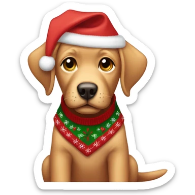 red lab puppy wearing a christmas sweater sticker
